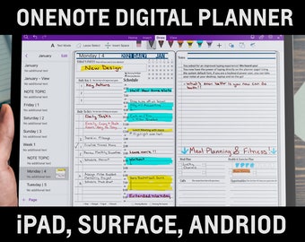 2022 Digital Personal Planner for OneNote For iPad, Surface, Note, Windows and More