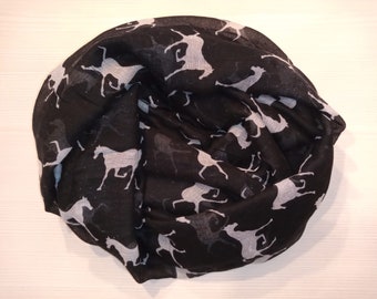 Large, Horse Equestrian Print Scarf.