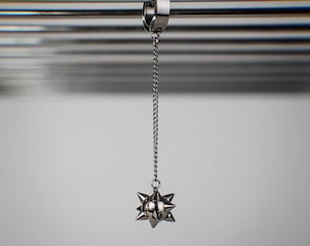 Mace Dangle Earring, Medieval Morning Star, Brutal Gothic Steel Spike Ball Drop