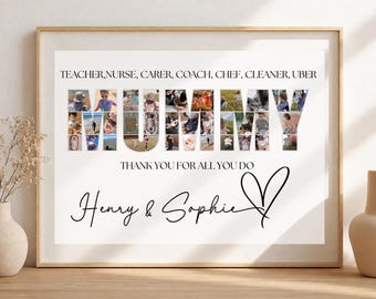 Collage de fotos personalizado para mamá, póster con foto familiar personalizada (descarga digital)