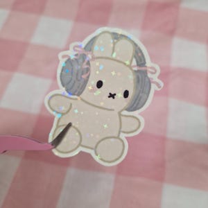 Coquette Cute Miffy Bunny Sparkly Vinyl Glitter Sticker | 6cm