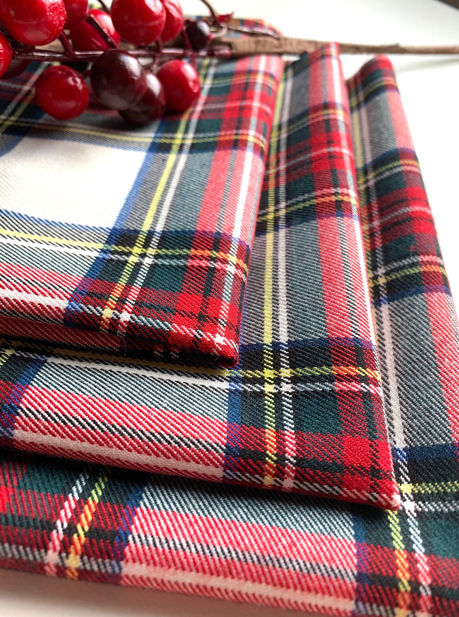 Plaid napkins Tartan napkins Christmas napkins table Etsy