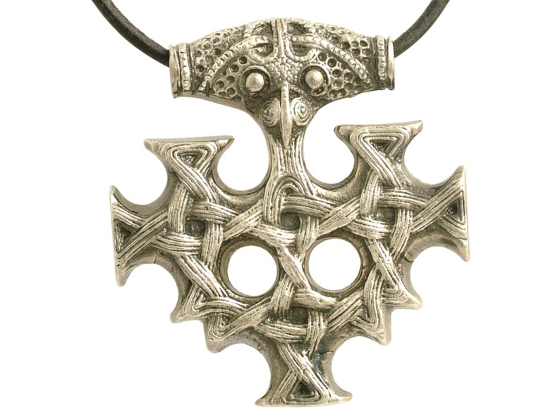 Pendant Thors Hammer Hiddenseekreuz large solid 925 silver antique