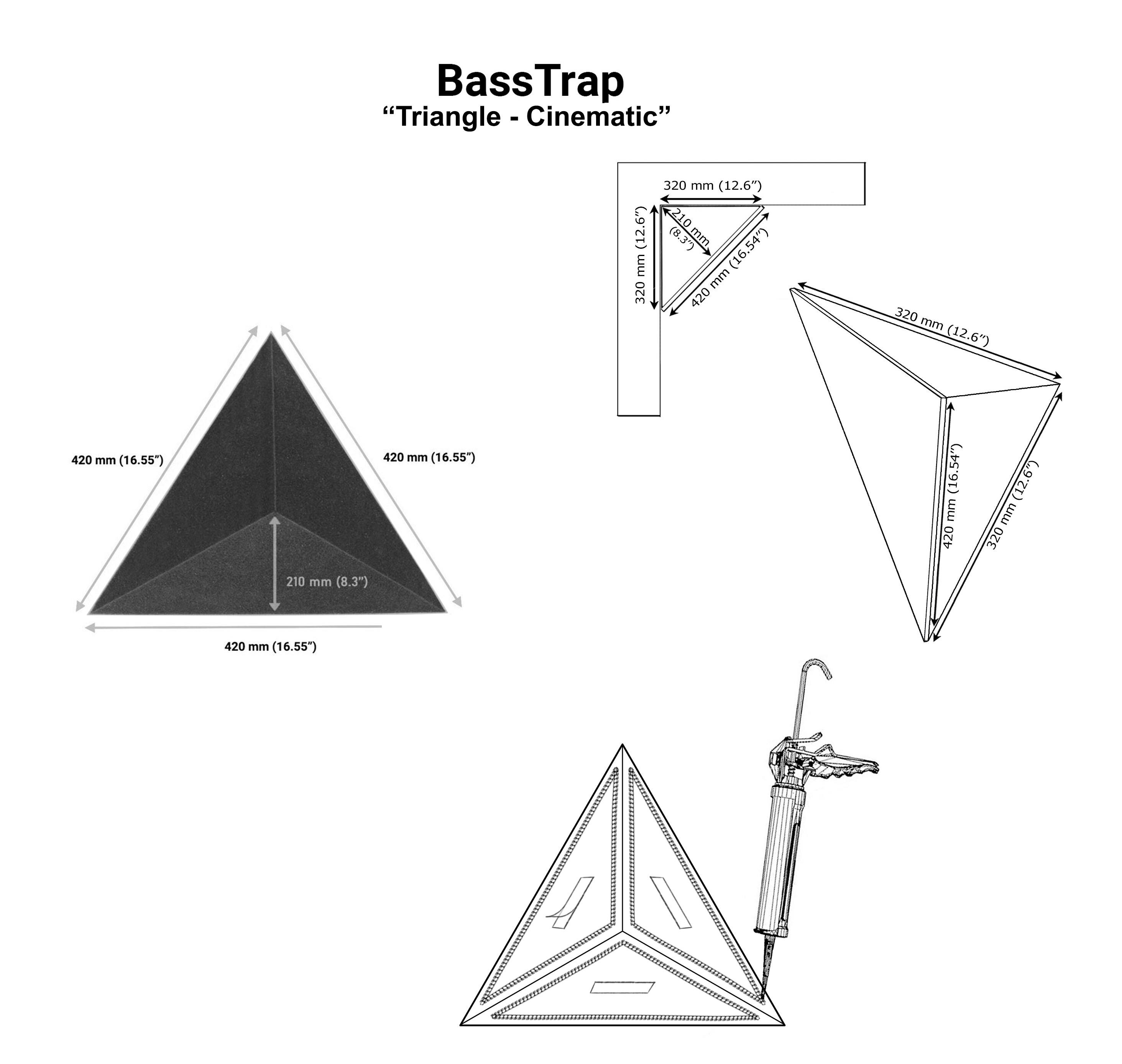 Ceiling Corner Bass Trap «triangle-Сinematic» Velvet Fabric | Reduce ...