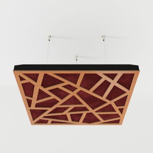 Acoustic Ceiling Panels «Skyross-F» with Velvet Fabric  and mounting kit | Sound-Absorbing and Diffusion | Acoustic Cloud Panel | 50x50cm