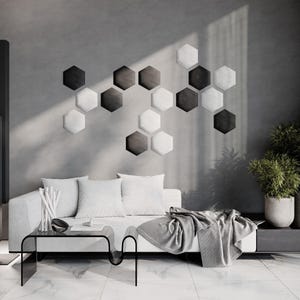 Upholstered Soft Decorative Wall Art Acoustic Headboard Panels | Echo Reducing Sound Absorbing and HEXAGON Tiles | Padded Boards |