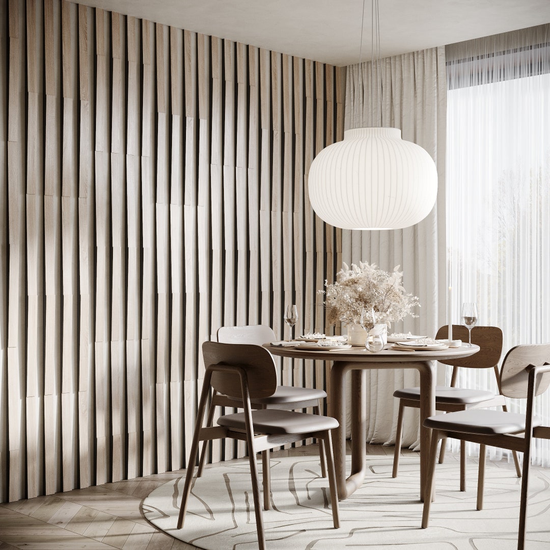 20 Pack Acoustic Slat Wood Wall Stripes Panels loza5 Strip Width 25cm