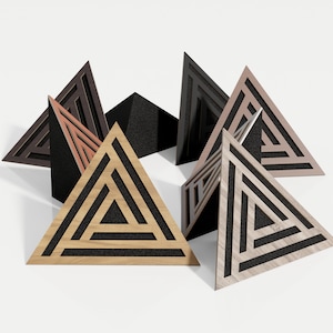 Ceiling Corner Bass Trap «Triangle-SCIFI»  Acoustic Foam with Perforated Laminated HDF Plate |  42x42x42cm | Triangular Pyramid Bass Trap