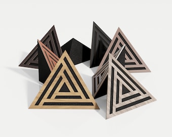 Ceiling Corner Bass Trap «Triangle-SCIFI»  Acoustic Foam with Perforated Laminated HDF Plate |  42x42x42cm | Triangular Pyramid Bass Trap
