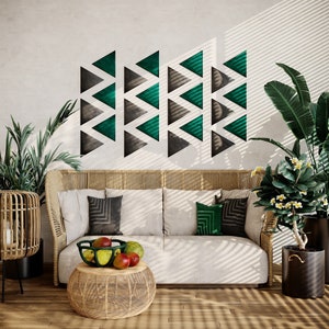Upholstered Soft Decorative Wall Art Acoustic Headboard Panels | Echo Reducing Sound Absorbing and Triangle Tiles | Padded Boards |