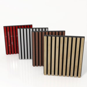 Acoustic Slat Wood Wall Panels «Pole» | 50 x 50 x 5 cm | Absorption - Diffusion - Reflection - Soundproofing - Insulation |