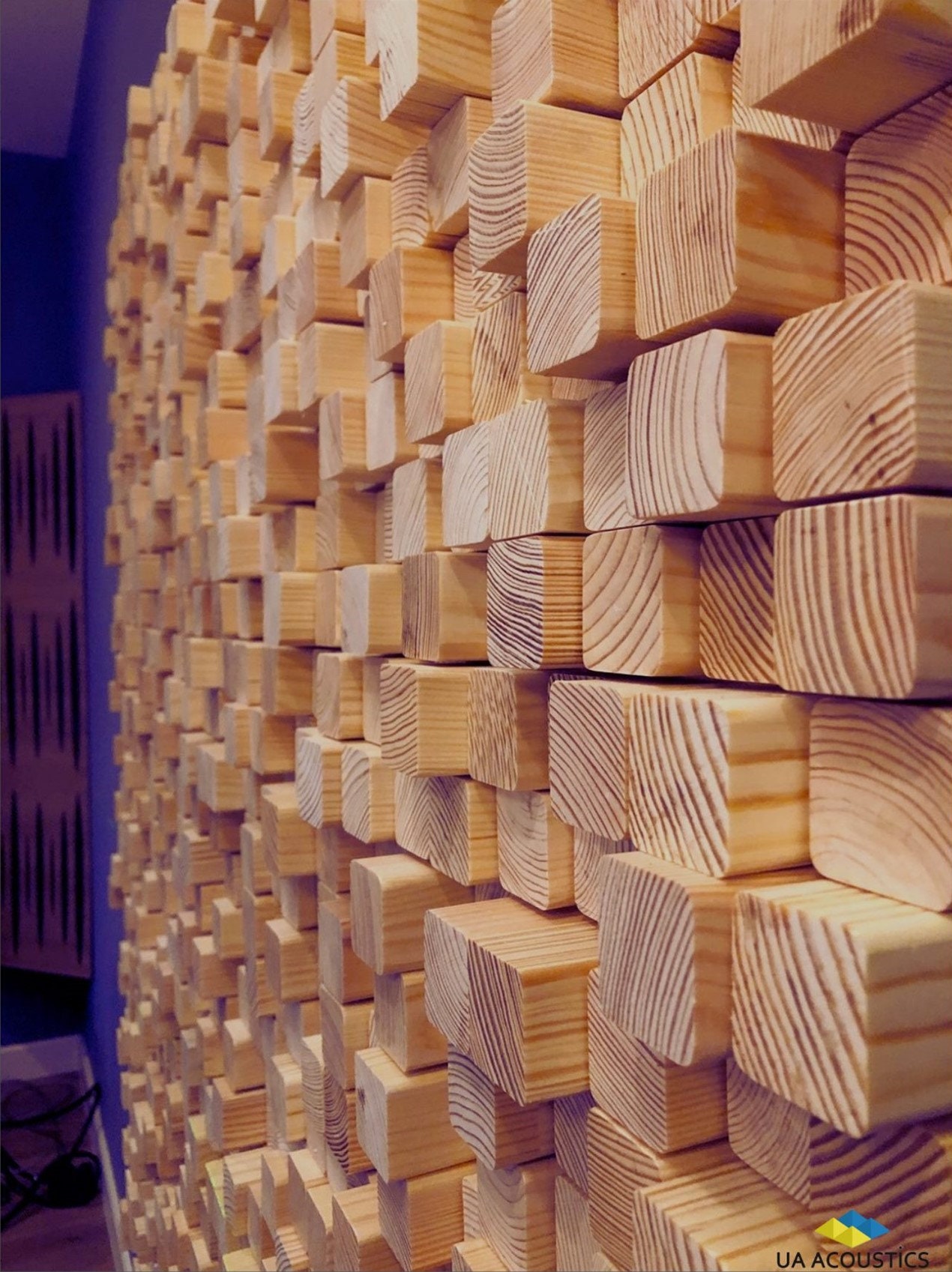 音響木製ディフューザー「スカイライン」 - 50 x 50 cm / 20x20インチ