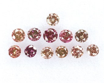 Pink Round Cut Loose Diamonds 0.39 CT, VS-SI Clarity, 12 Pcs
