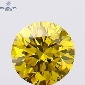 0.18 CT Round Diamond Enhanced Orange Color Perfect for Creating Unique Engagement Ring Diamond Jewelry
