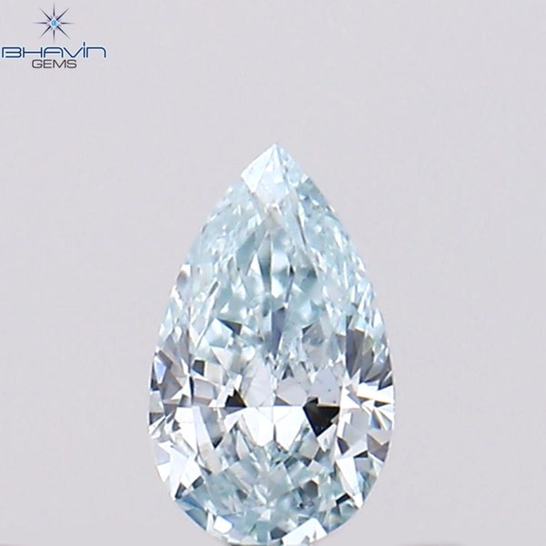 Diamante azul verdoso natural de talla pera de 0,10 quilates. Crea el regalo perfecto para tu preciosa colección de joyas de diamantes.