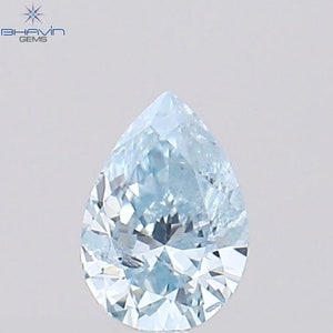 Diamante naturale blu verdastro pera da 0,10 CT, regalo radioso per i momenti speciali della vita