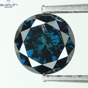 0.49 CT Formato Redondo Diamante Solto Natural Cor Azul I2 Clareza Para Anel de Noivado e Anel de Casamento 5.18 MM /Sku: TRD-20