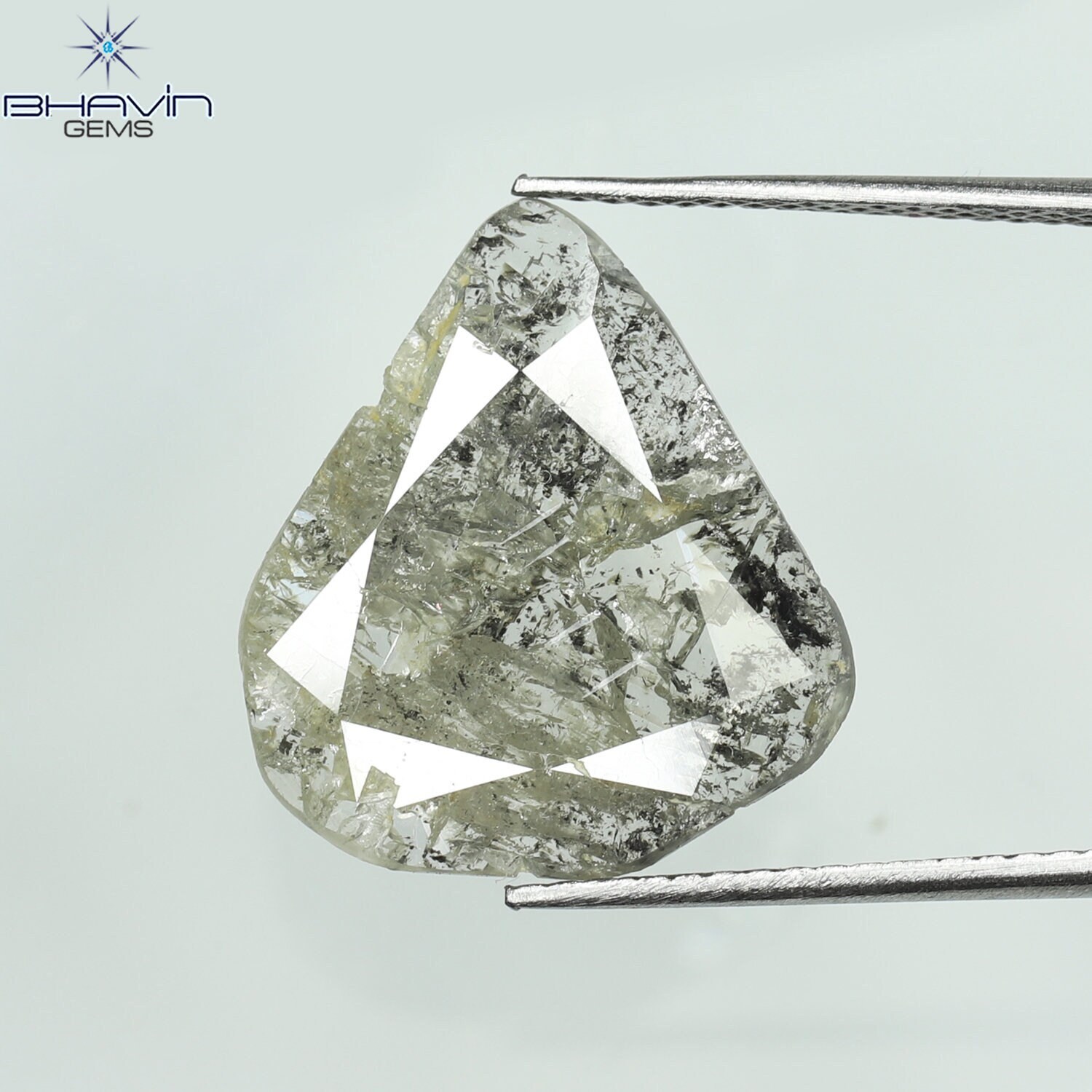 3.23 CT Pear Slice Diamond Salt and Pepper Color Natural