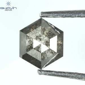 0.48 CT Hexagon Cut Natural Salt and Pepper Diamond Perfect for Creating Unique Engagement Ring Diamond Jewelry N6-352