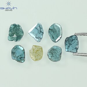 0.69 CT/7 PCS Slice Diamond Blue Yellow Color Natural Loose Diamond Gifts Diamond Jewelry Necklace Bracelet Ring TPO-22