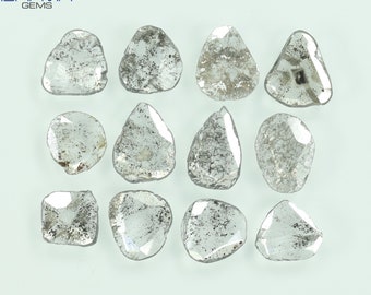 2.64 CT Uncut Salt & Pepper Diamond Slices, Loose Diamonds, Jewelry Making