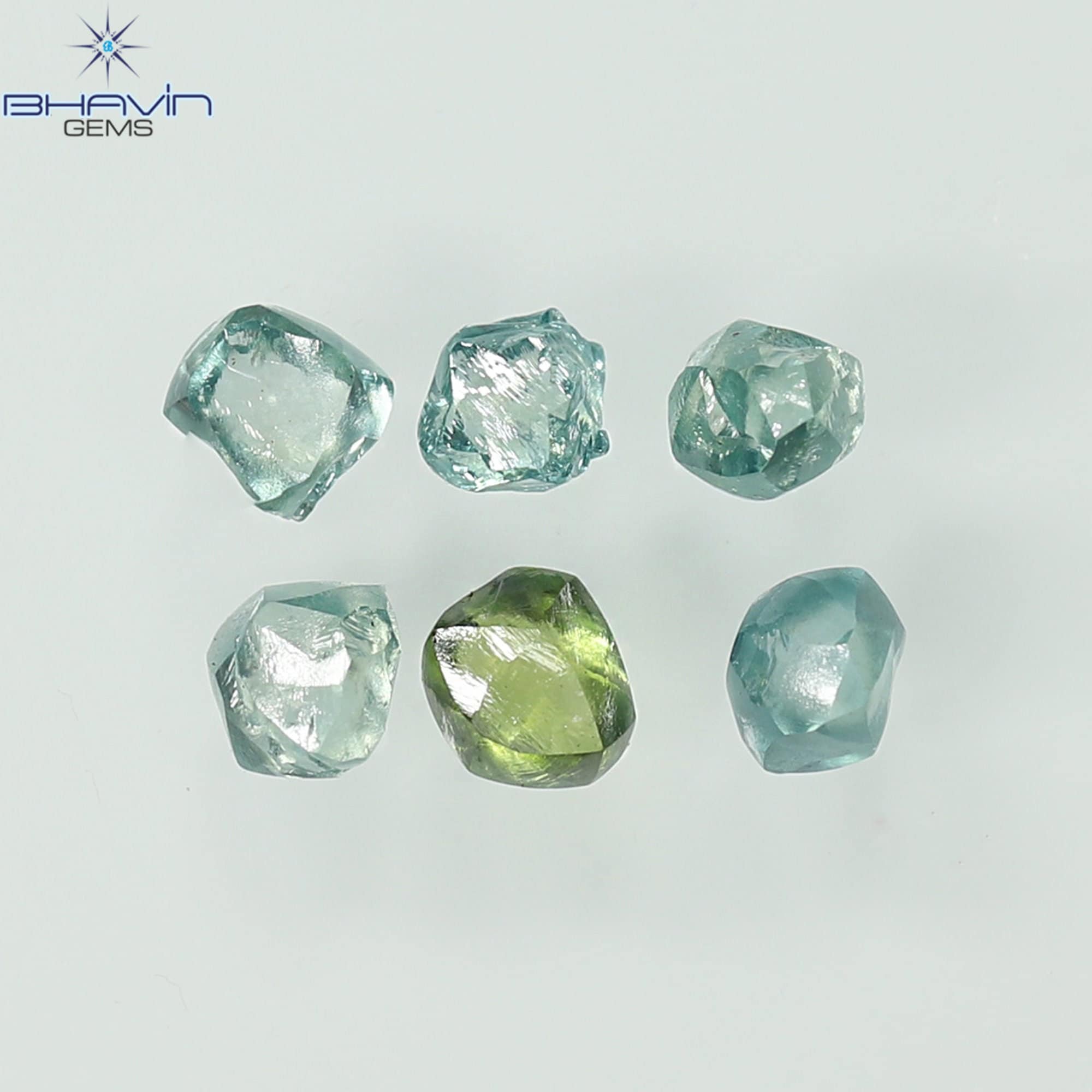 1.17 CT Rough Cut Green-blue Diamond Set, VS2 Clarity - Etsy