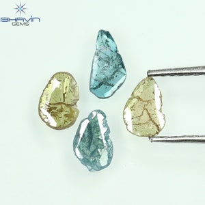 0.55 CT/4 PCS Slice Diamond Blue Yellow Color Natural Loose Diamond Gifts Diamond Jewelry Necklace Bracelet Ring TPO-16
