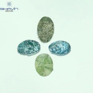 0.74 CT/4 Pcs Oval Rough Shape Green Blue Color An Exquisite Addition to Your Collection of Engagement Ring Diamond Jewelry 4600-23