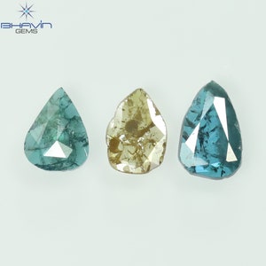 0.82 CT/3 Pcs Slice Diamond Blue Yellow Color Natural Loose Diamond Gifts Diamond Jewelry Necklace Bracelet Ring TPO-15