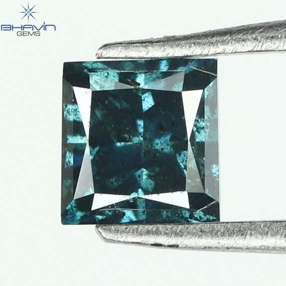 0.19 CT プリンセスカット ブルーダイヤモンド、ルース SI2 - Etsy 日本