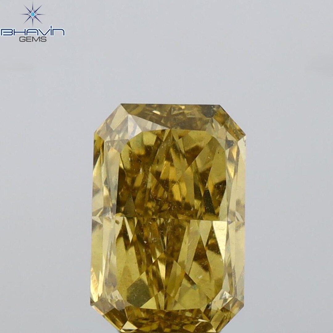 1.00 CT Natural Radiant Cut Green Yellow Chameleon Diamond, SI1 Clarity ...