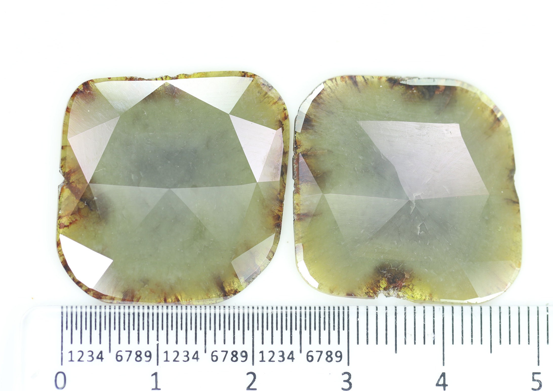 26.07 CT Uncut Rosecut Diamond Slices, Brownish Grayish Yellow I3 