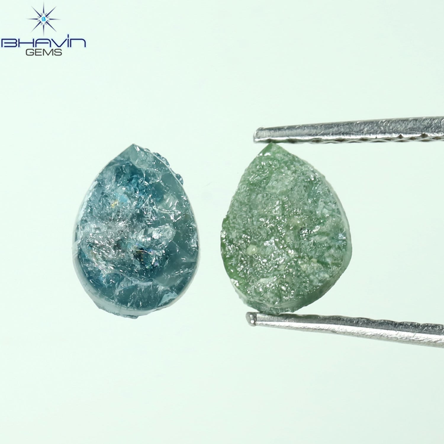 2 Diamants Baguette Bleus Naturels - 3x1.5 Mm Environ - Couleur Améliorée - Qualité I3 - Pour Bijouterie