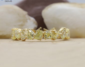 Anello di fidanzamento in oro giallo 18 carati con diamanti gialli fantasia per creazioni uniche