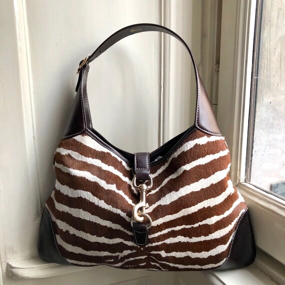 Gucci Jackie Zebra Print Hobo Bag