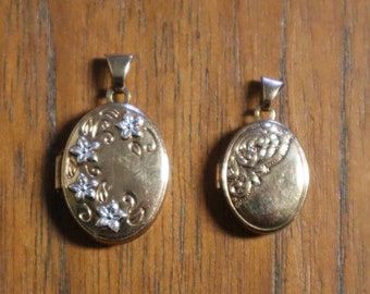 Pair of Vintage Gold Plated Lockets with Hand Engraved Design - Gold Plated Locket