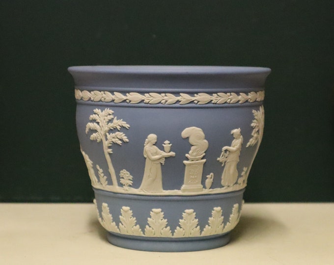 1970's Wedgwood Jasperware Plant Pot Blue Jasperware Indoor Planter Etsy
