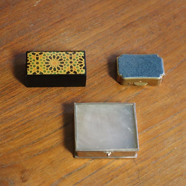 3x Vintage Pill Boxes / Trinket Box inc Stratton