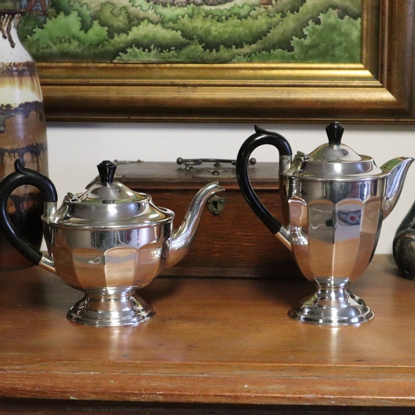 c1940's English Silver Plated Teapot and Coffee Pot - EPNS - Sheffield plate