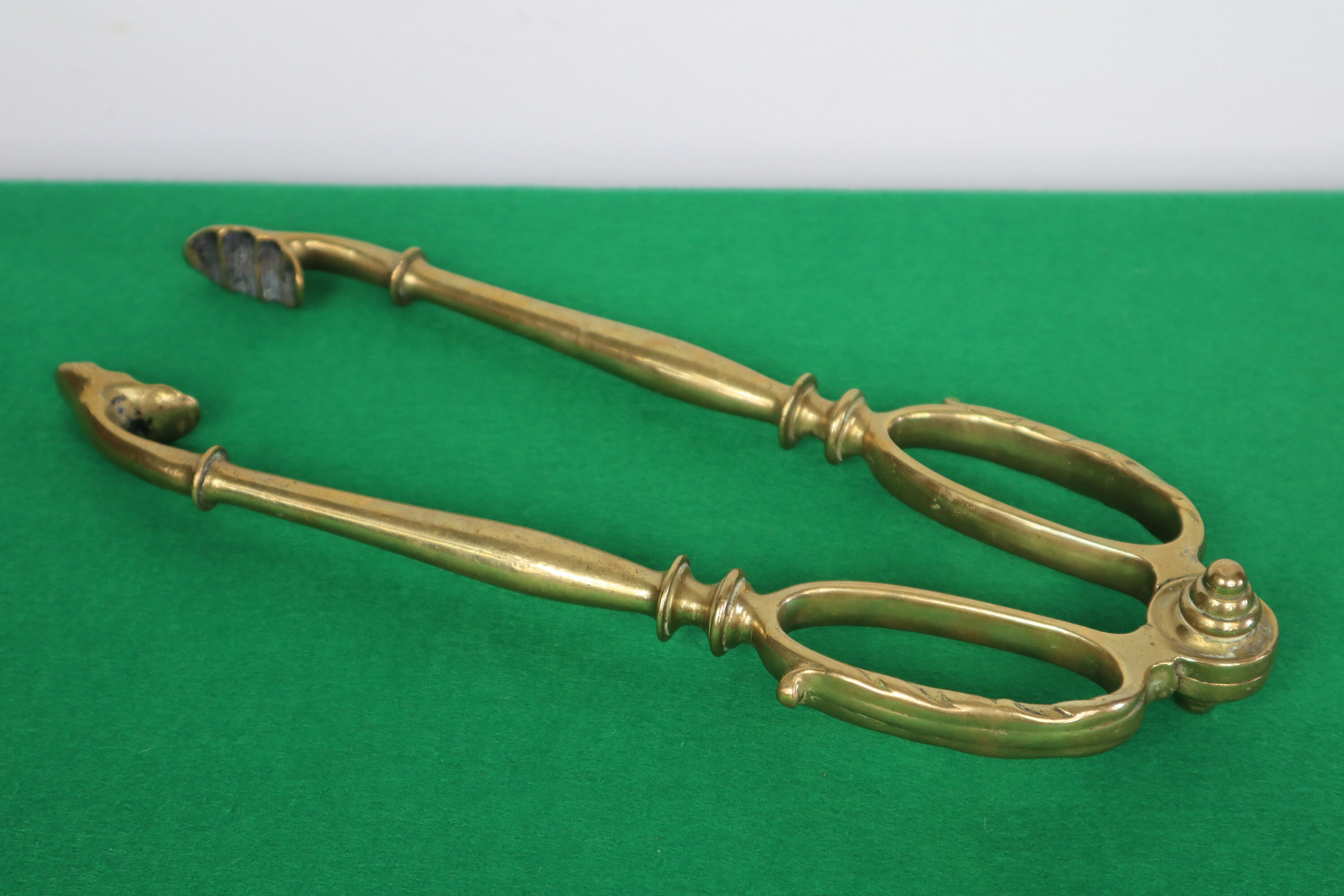 Large Heavy Duty Brass Fire Tongs Vintage Brass Coal or Log Etsy
