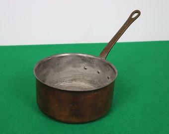 Vintage Copper Saucepan with Brass Handle - Branded L.P