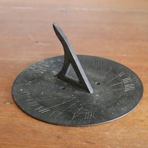 c1850 English Hand Engraved Solid Bronze Sundial with Roman Numerals - 6&quot; Victorian Bronze Sundial