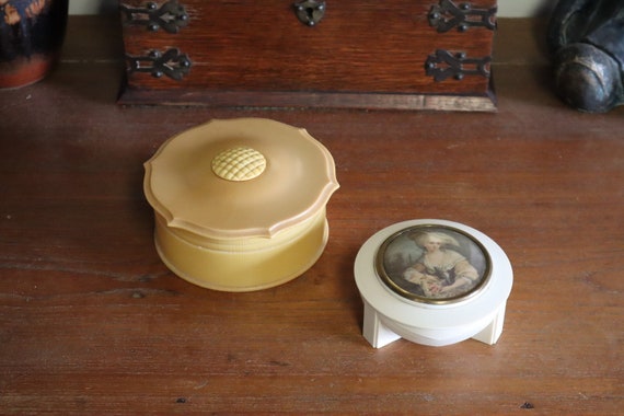 Pair of Early Plastic Vanity / Make-up Containers… - image 1