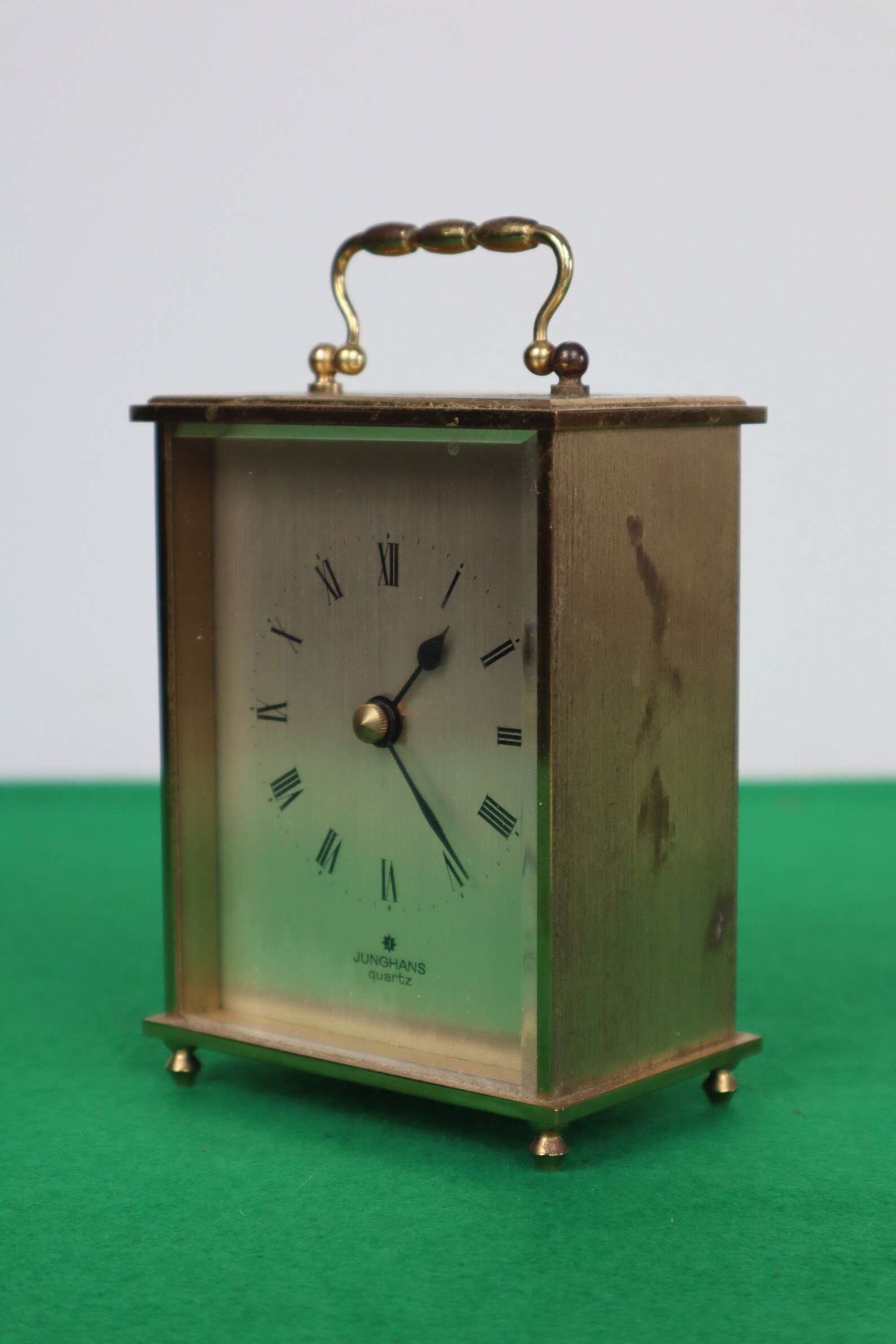 Junghans Brass Carriage Clock Vintage Junghans Quartz Mantle Etsy