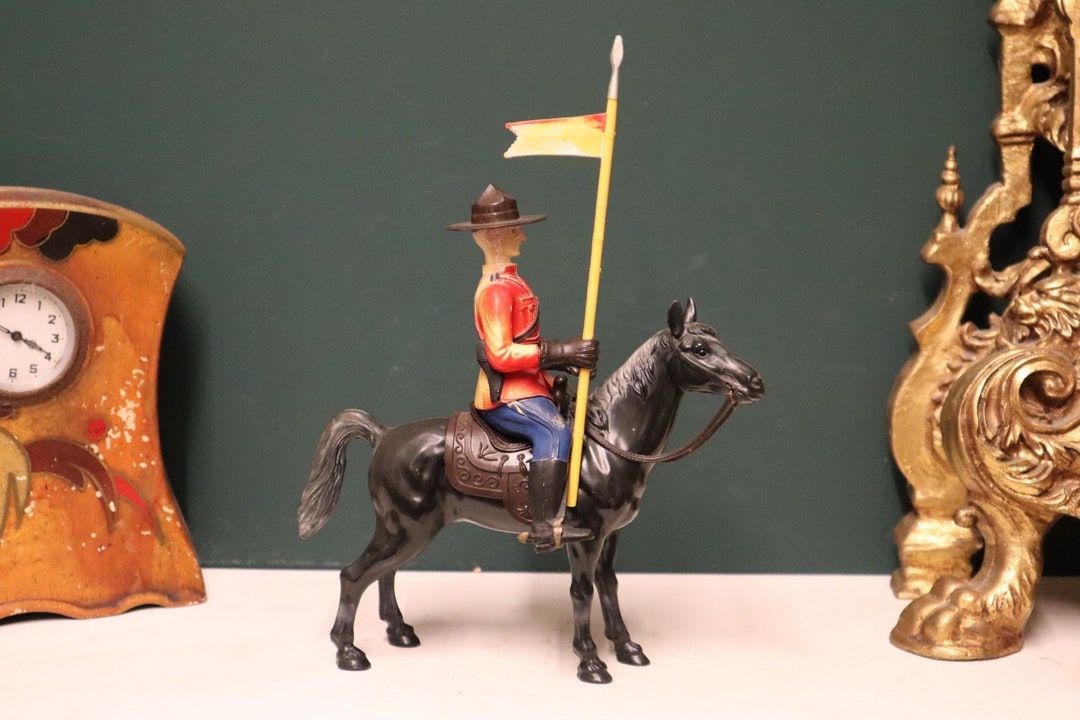 C1960's Canadian Mountie on Horse Souvenir / Toy Plastic Horse and