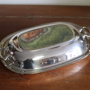 c1950&#39;s Silver Plated Entree Dish Made in US by Reed & Barton - Silver Plate Serving Dish with Lid