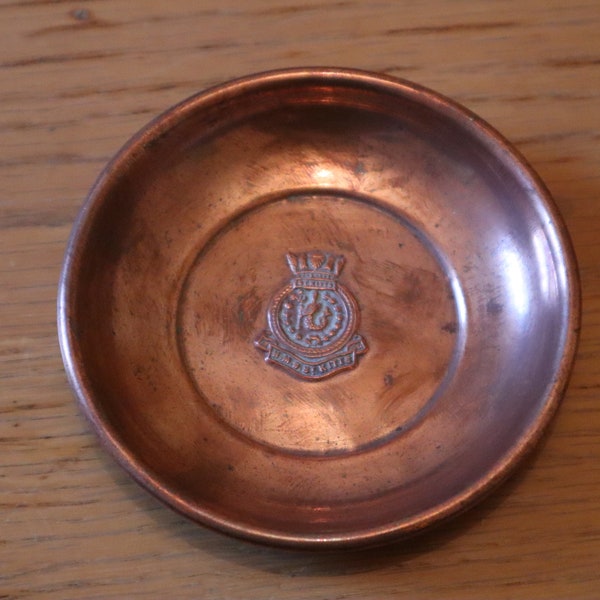 ww2 H.M.S  St Kitts Copper Dish Ashtray - WW2 St Kitts Destroyer Ship Copper Ashtray