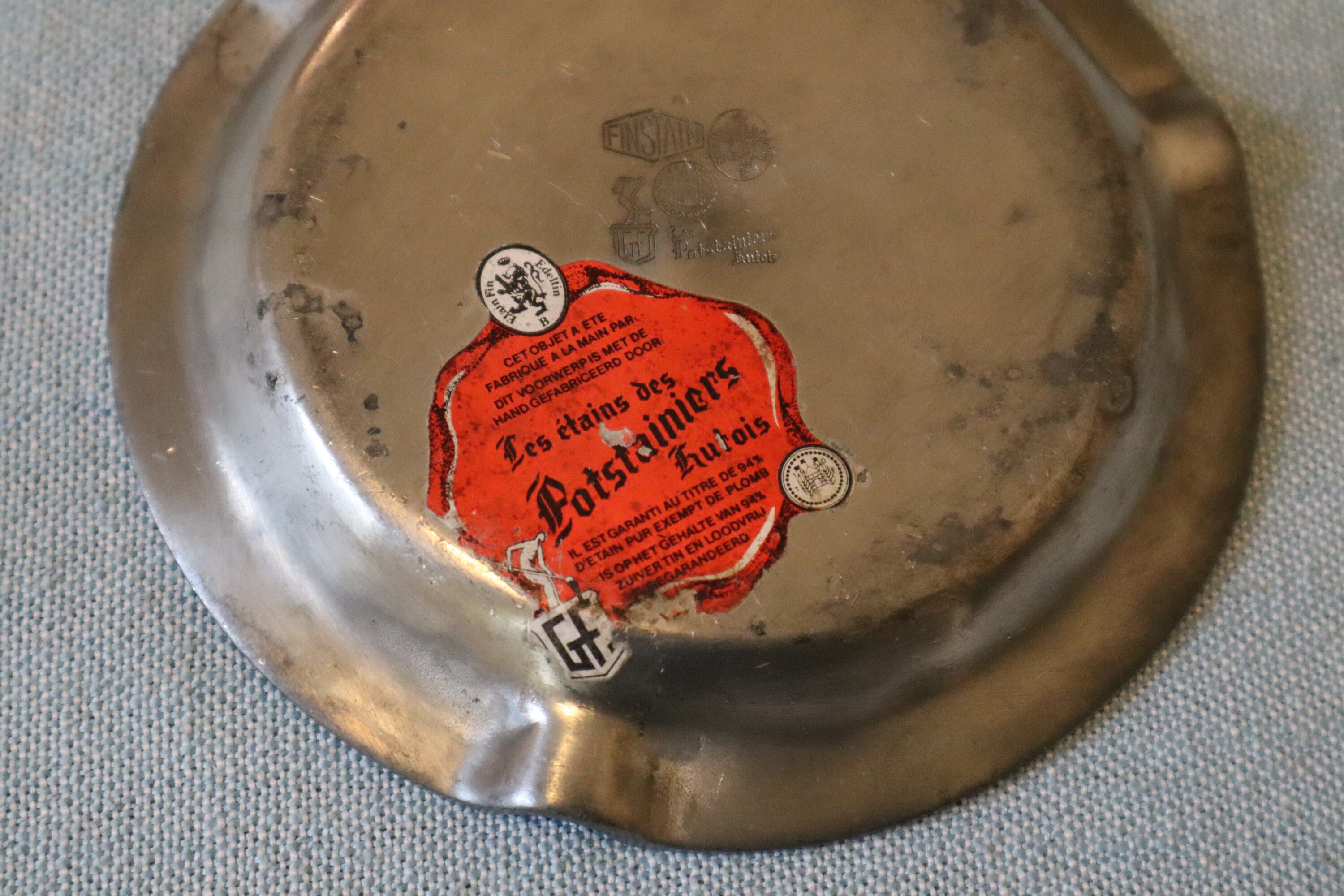 Vintage Pewter Ashtray Finstain Belgium Les Potstainers Etsy