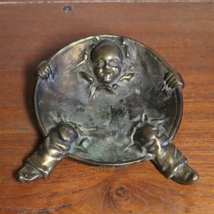 1880 Massief bronzen trinketschaal met figuur van clown/nar - 6" x 6" massief gegoten bronzen schaal - Made in England