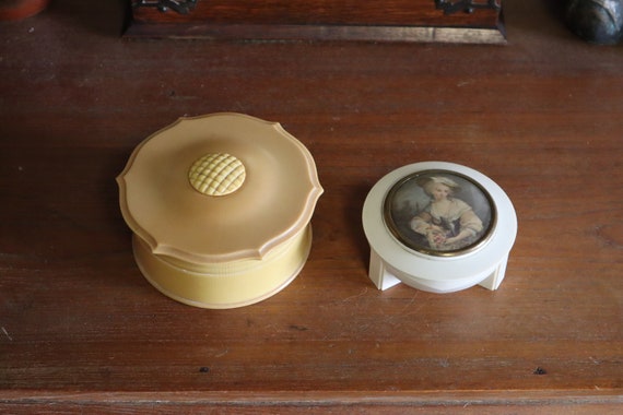 Pair of Early Plastic Vanity / Make-up Containers… - image 2